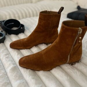 Christian Louboutin Tan Suede Ankle Boots